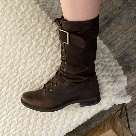 Timberland Dark Brown and Suede and Leather Combat lace up/ zipper Boots - Picture 1 of 12